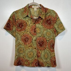Judith Hart Womens Top‎ Shirt Blouse Petite Size 14P  Green Floral Short Sleeve